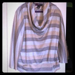 Peck & Peck Metallic Cowl Neck Shirt